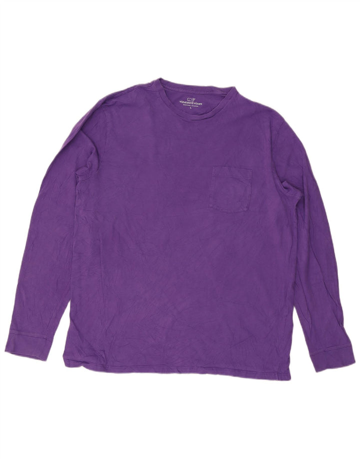 Vineyard Vines Top pentru bărbați cu mânecă lungă, mare, mov, bumbac