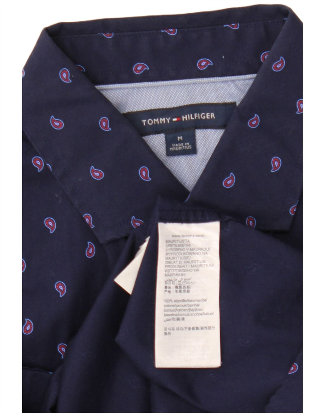 Cămașă pentru bărbați Tommy Hilfiger, bumbac Paisley, albastru bleumarin mediu