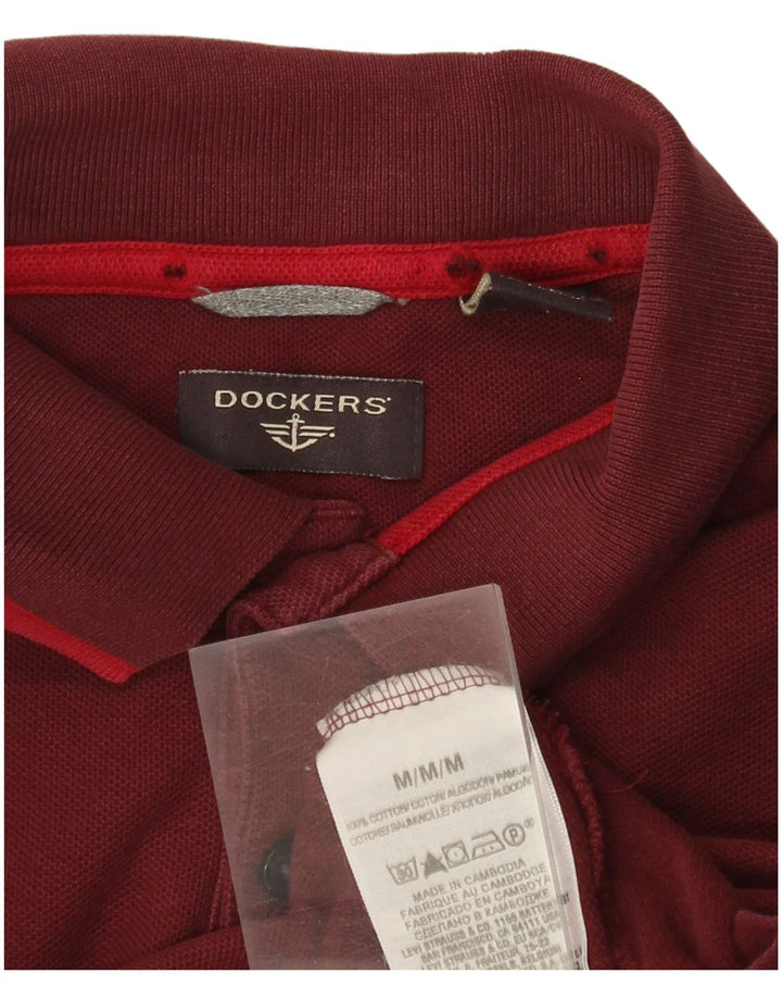 Tricou polo pentru bărbați Dockers cu mânecă lungă, bumbac mediu burgundy