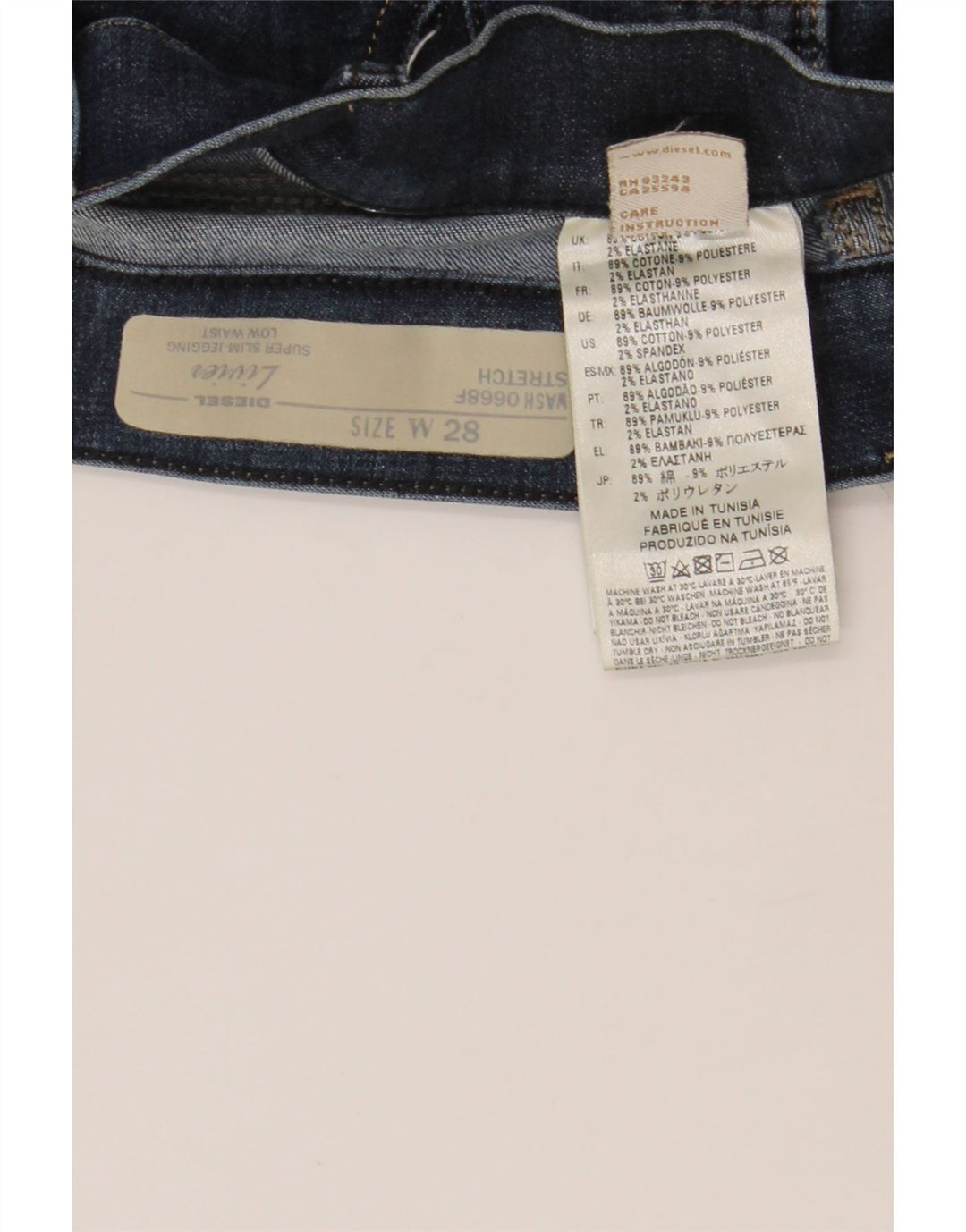 DIESEL Blugi Jegging Super subțiri Livier cu talie joasă pentru femei W28 L34 Albastru