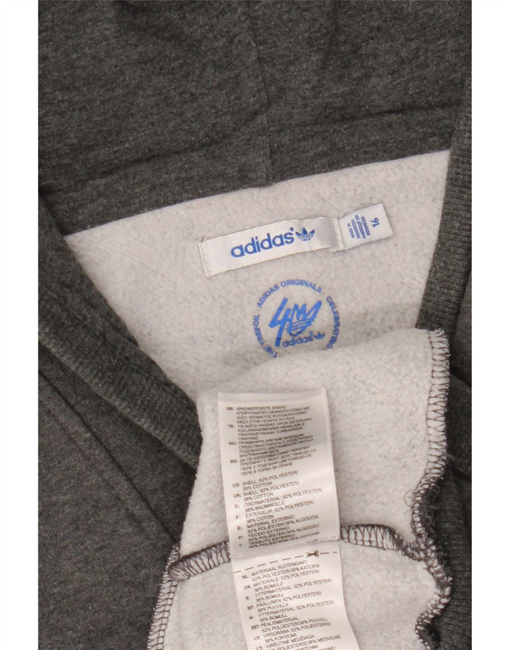 Pulover cu glugă grafic Adidas pentru femei UK 16, mare, gri, poliester