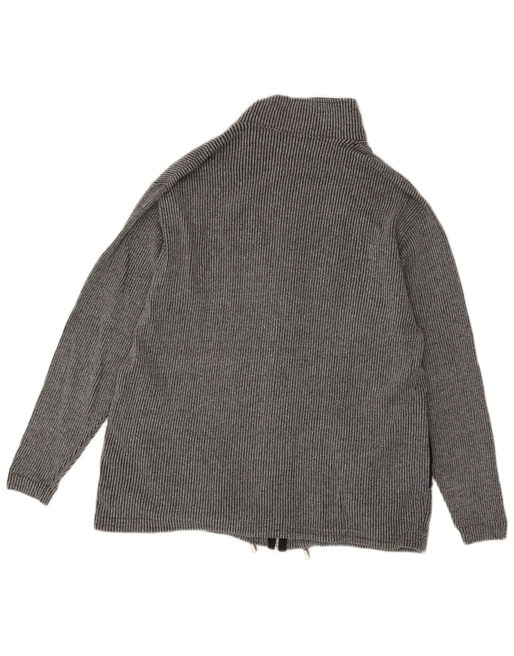 CHAMPION Mens Tracksuit Top Jacket Medium Grey Striped Cotton
