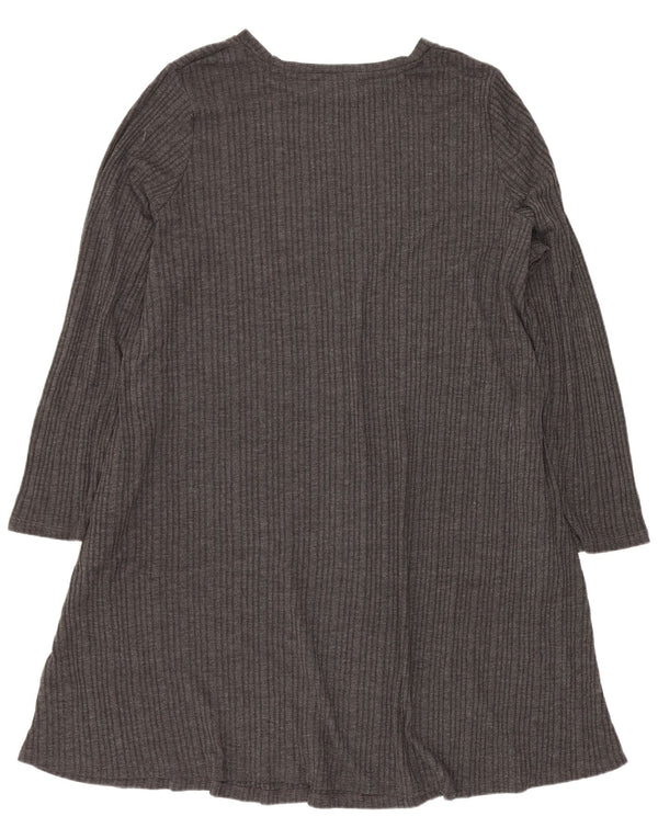 Rochie tricou cu mânecă lungă pentru femei Marks & Spencer UK 24 4XL Gri cu dungi
