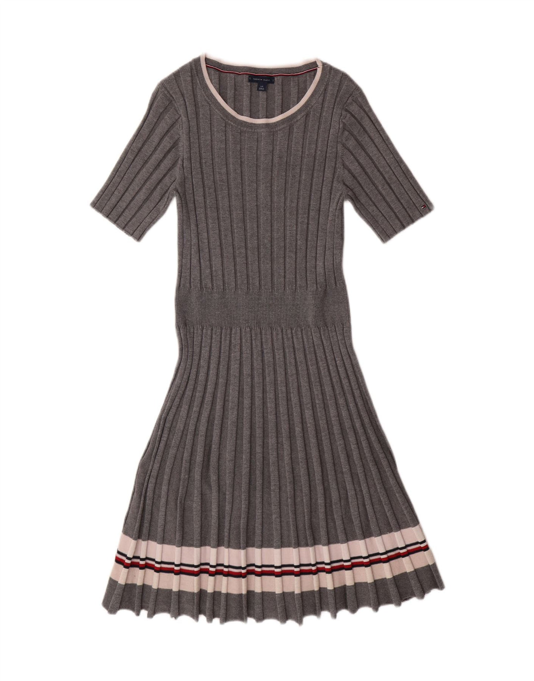TOMMY HILFIGER Rochie cu pulover pentru femei UK 14 Viscoză mare cu dungi gri