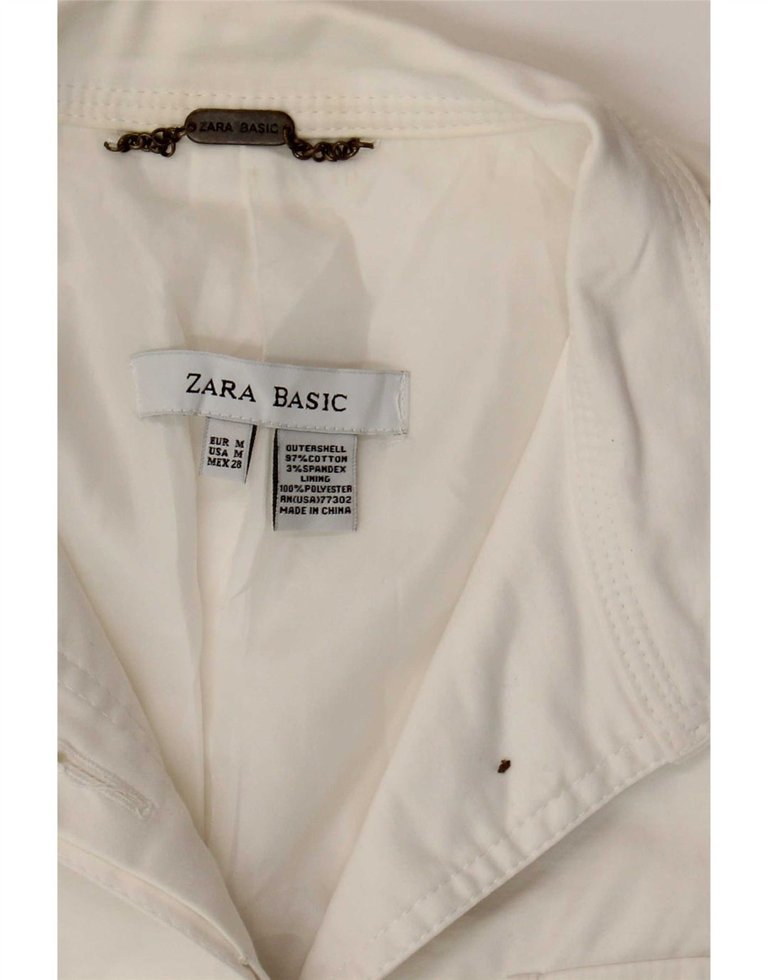 Jachetă Blazer pentru femei Zara UK 12, bumbac alb mediu