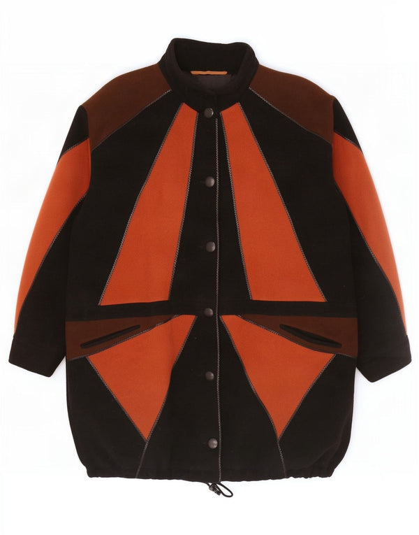 Pardesiu Philippe Vallereuil pentru femei UK 18 XL Lână virgină neagră color bloc