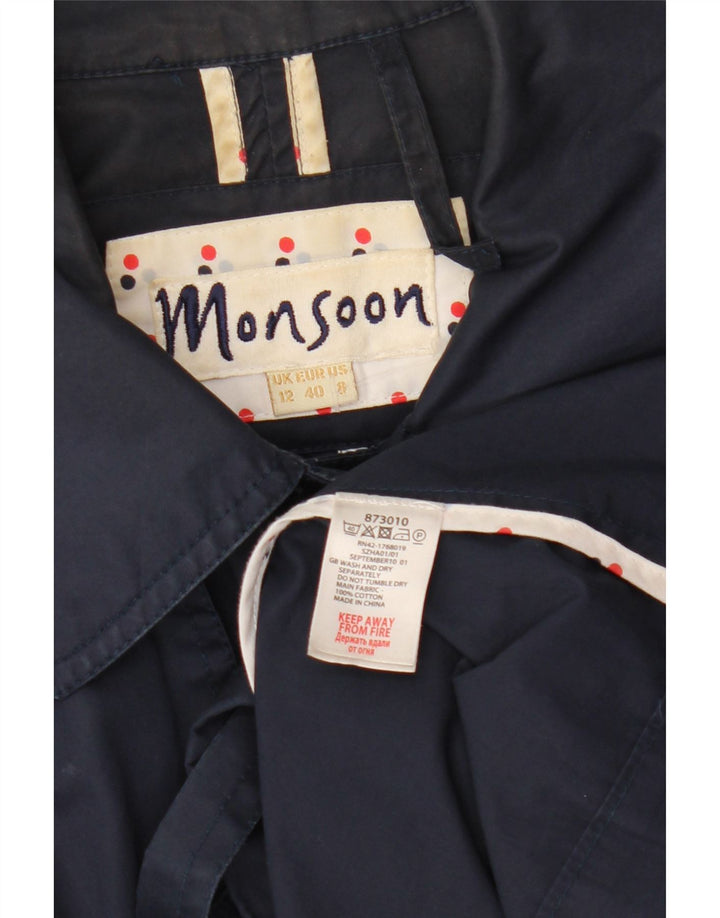 Trench pentru femei Monsoon UK 12 Medium Bluemarin Bumbac