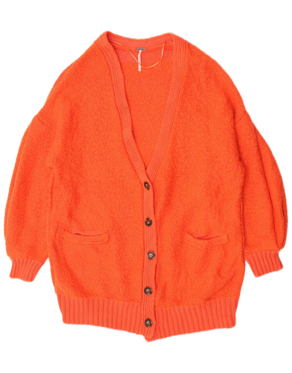 Free People Pulover cardigan supradimensionat pentru femei UK 10 Bumbac portocaliu mic