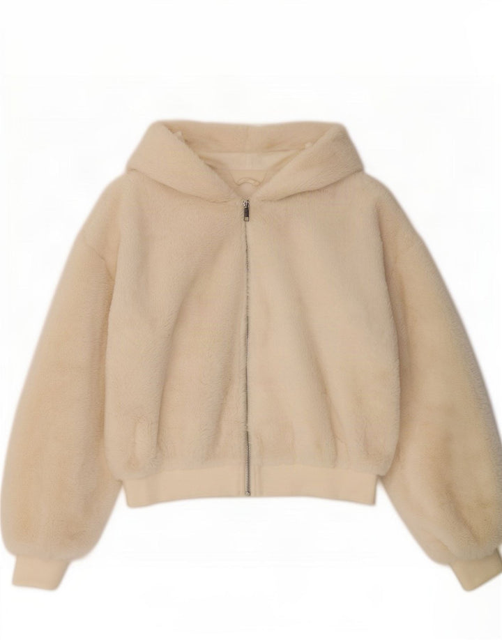 Geacă bomber cu glugă Topshop pentru femei Teddy Bear UK 10 Small Off White