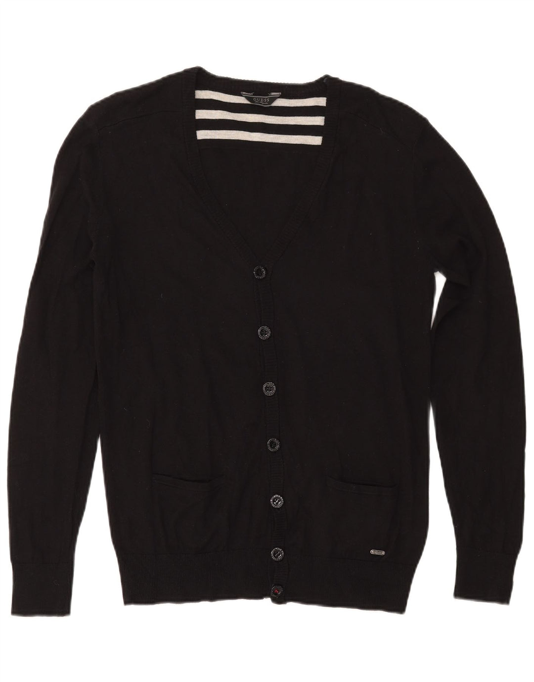 Pulover cardigan pentru femei Guess, cu tăiere largă, UK 14, bumbac mediu negru