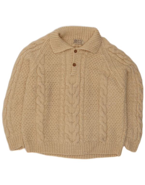 Pulover pentru bărbați THC cu gât polo XL din lână alb