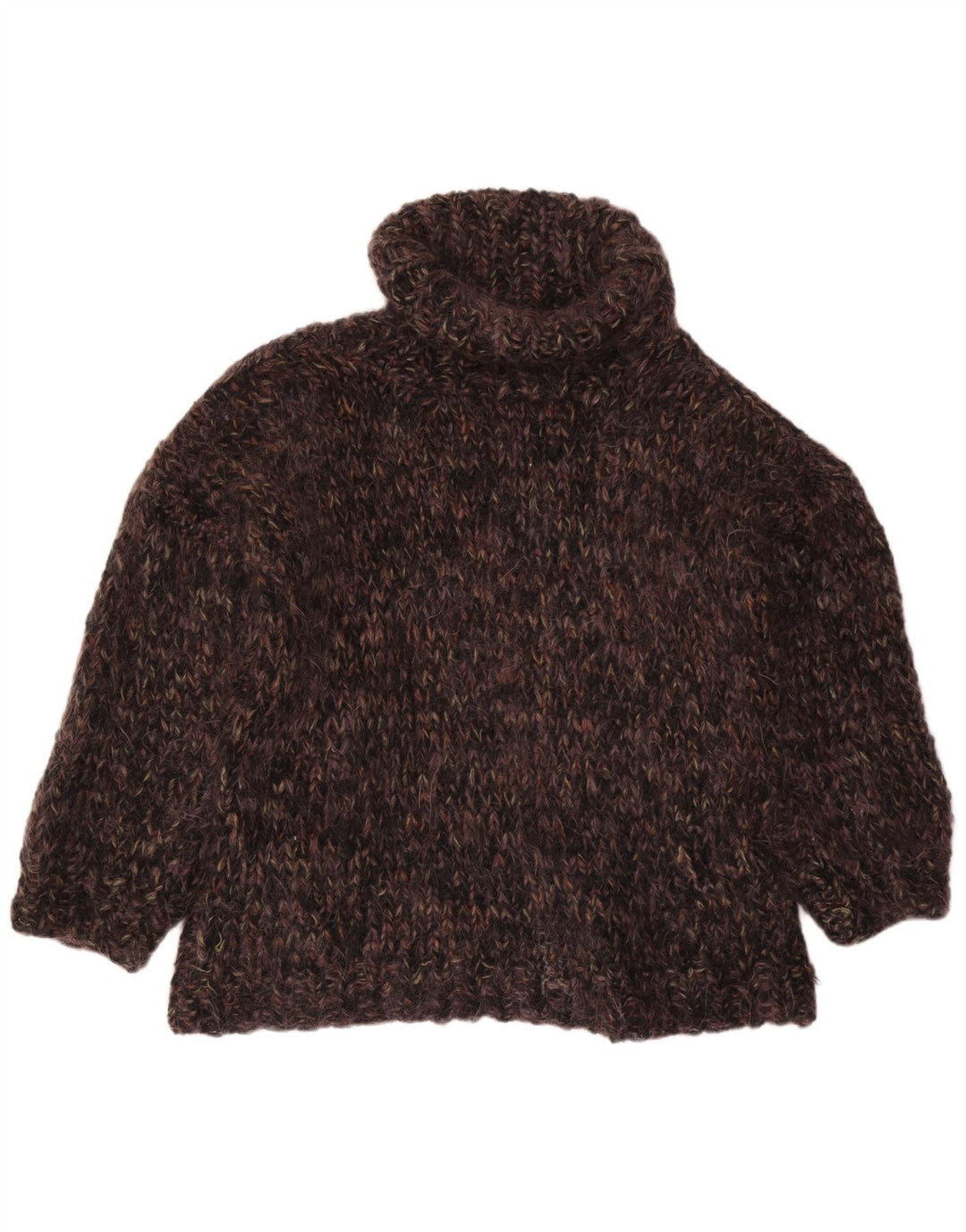 VINTAGE Pulover supradimensionat cu gât rulat pentru femei UK 22 3XL maro pete