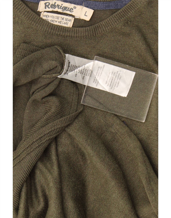 Refrigiwear Pulover pentru bărbați cu decolteu triplu, mare, kaki, viscoză