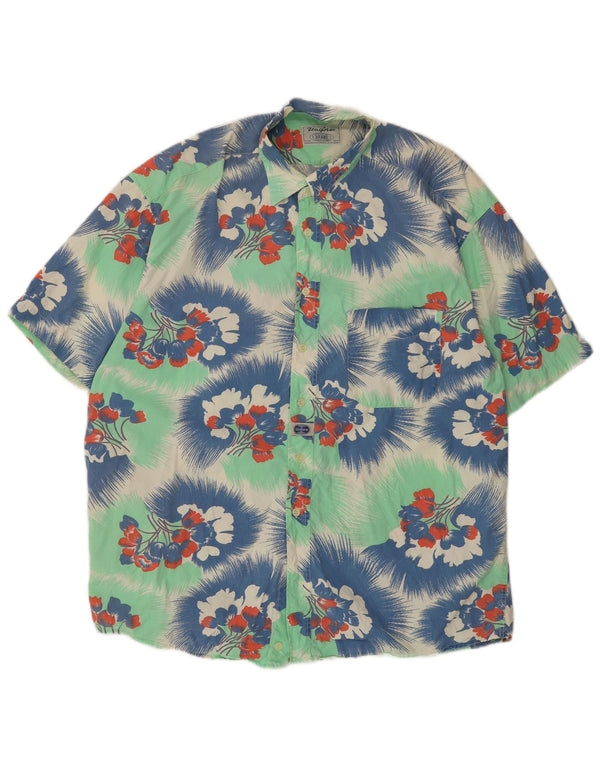 Cămașă cu mânecă scurtă pentru bărbați UNIFORM, bumbac floral, verde, XL