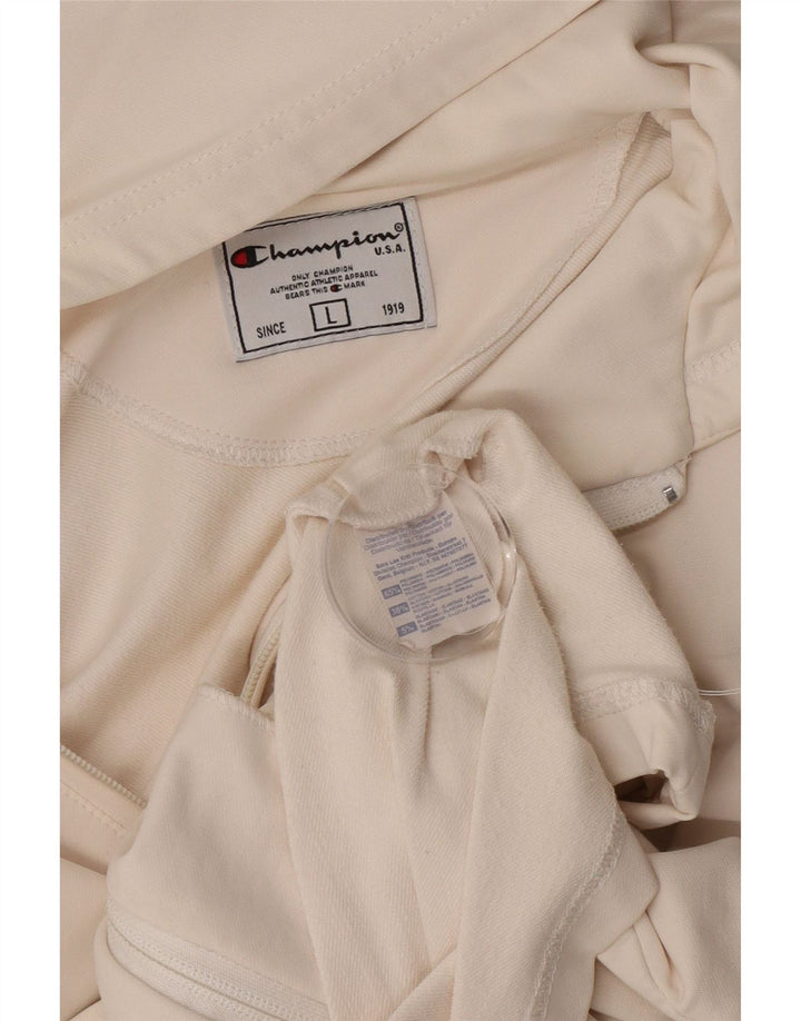 Pulover pentru femei Champion, cu fermoar, cu glugă, UK 14, mare, albă, poliamidă