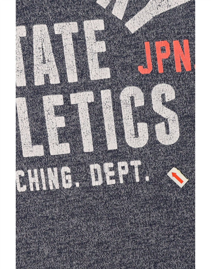 SUPERDRY Tricou grafic pentru atletism pentru bărbați Top mare, albastru, bumbac cu pete