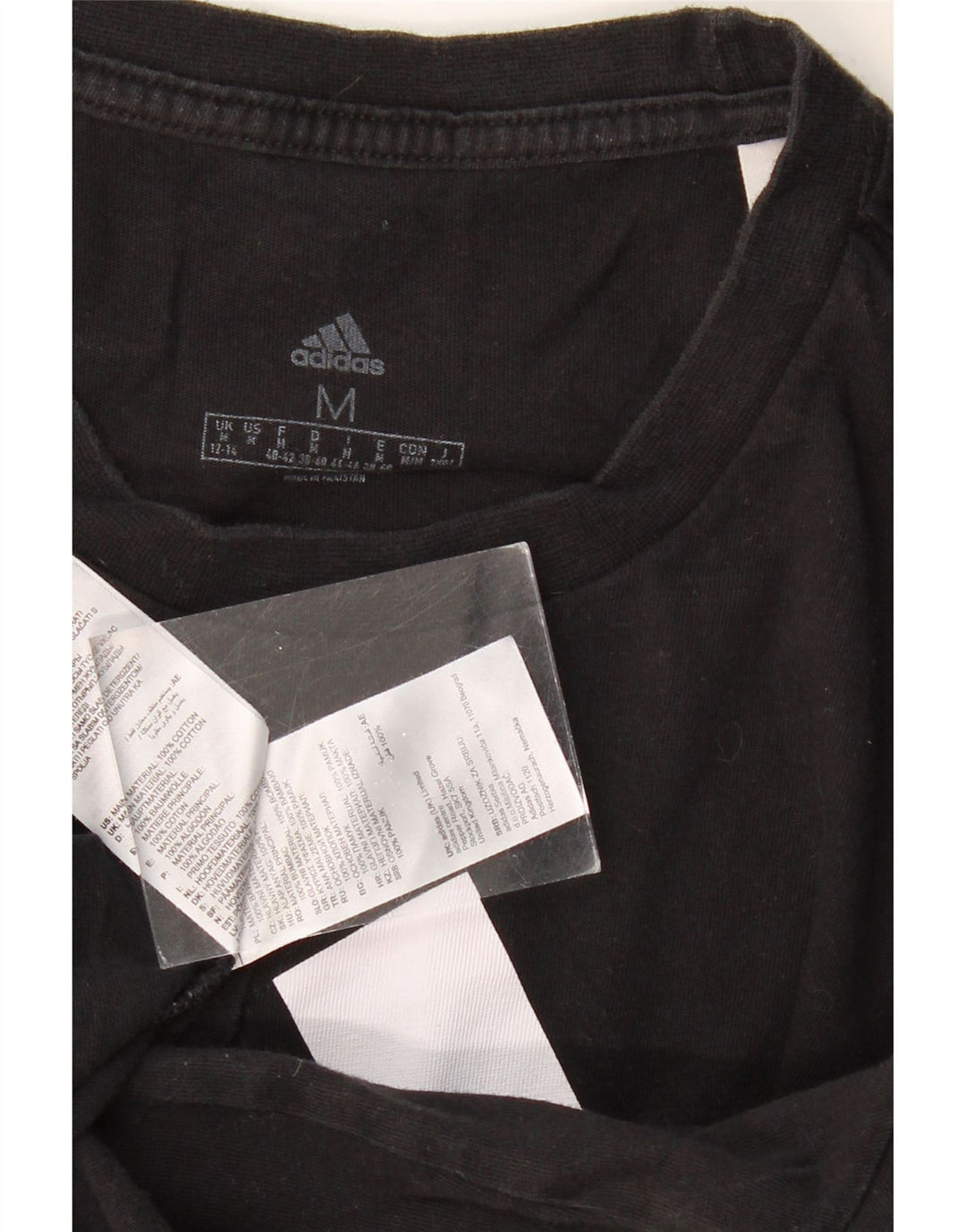 Tricou grafic ADIDAS pentru femei, Marea Britanie 12/14, bumbac mediu negru