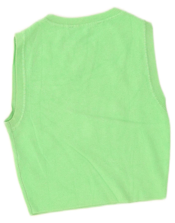 Zara femei Crop Vest Tank Top UK 8 Small Green Viscose