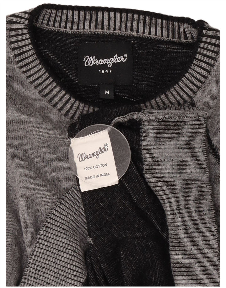 Pulover Wrangler pentru bărbați, cu gât roșu, din bumbac geometric, gri mediu