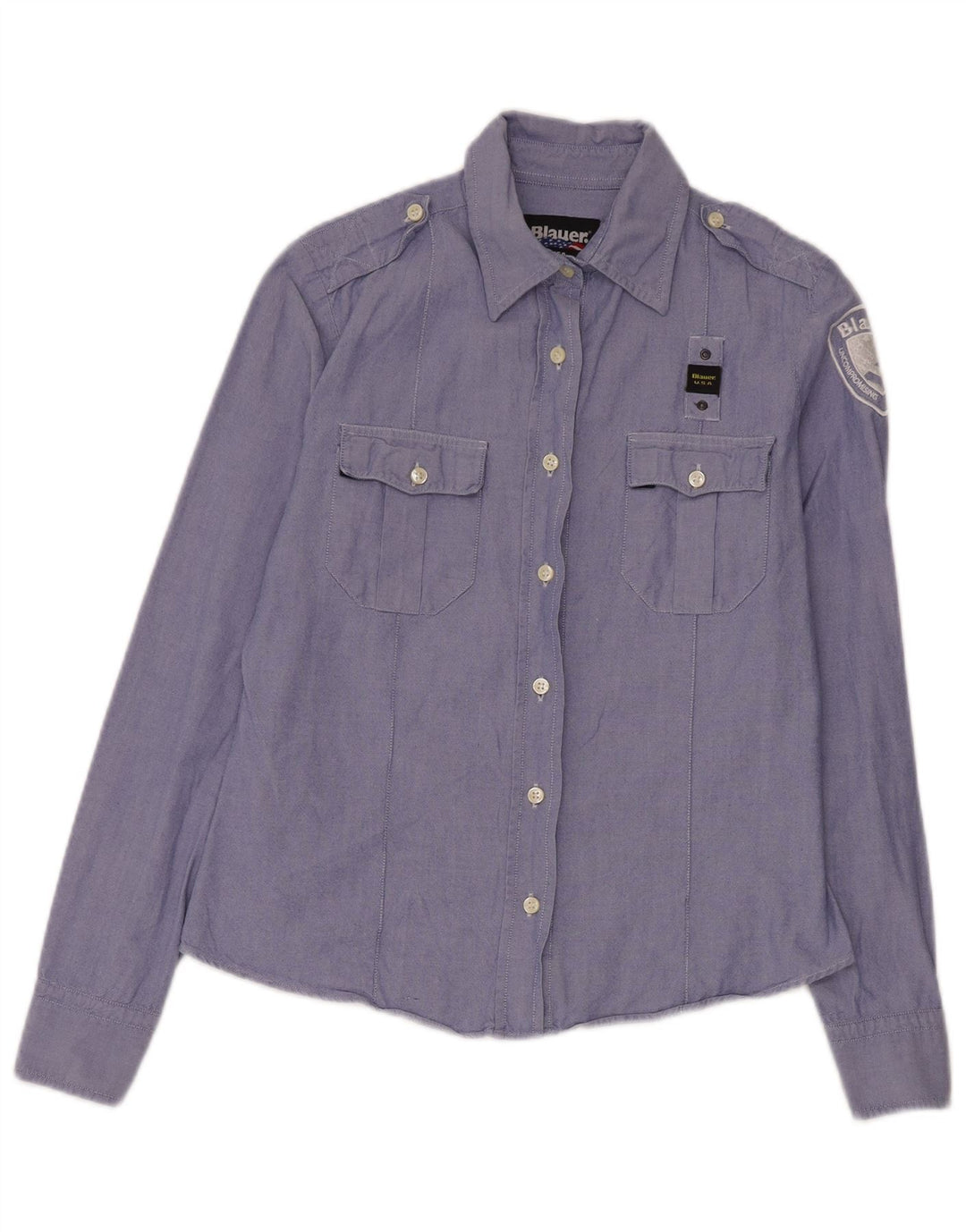 Cămașă militară cu grafică Blauer pentru femei UK 16 Large Blue