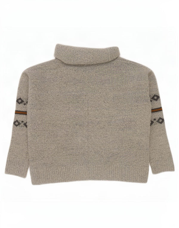 Weird Fish Pulover cu gât rulat pentru femei UK 14 Large Gri Fair Isle