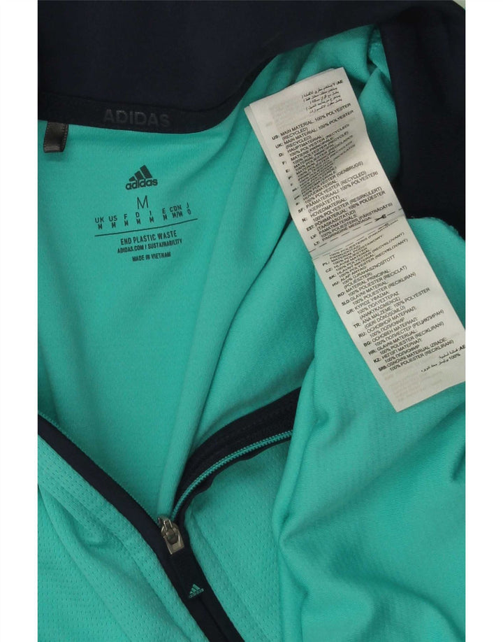 Trening pentru bărbați Adidas, cu fermoar și gât, din poliester mediu turcoaz