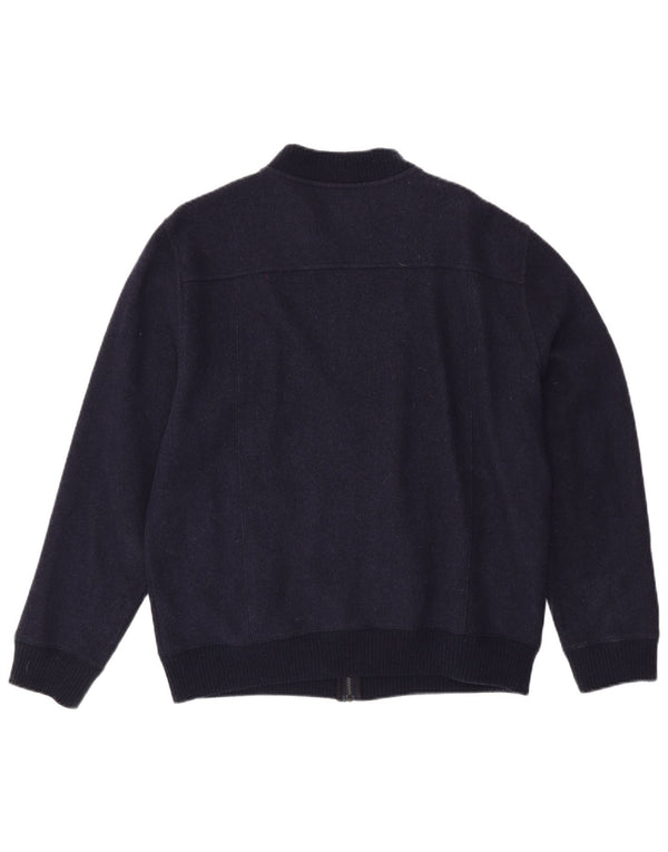 MARKS & SPENCER Pulover cardigan slim cu autograf pentru bărbați XL bleumarin