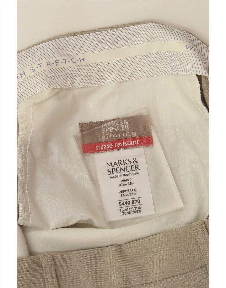 Marks & Spencer Pantaloni drepți pentru bărbați L38 L30 poliester bej