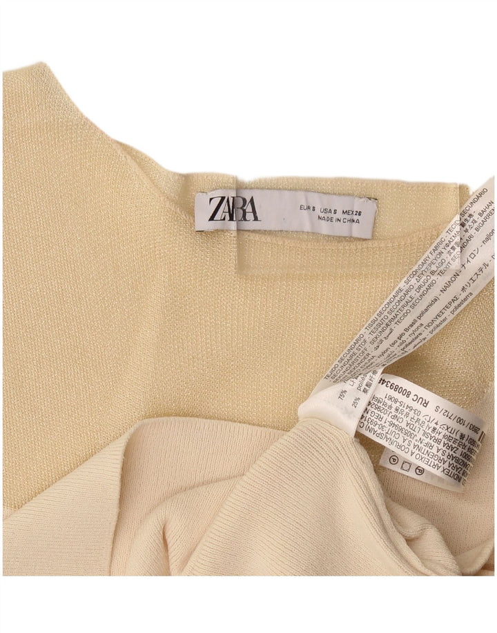 Vestă Crop Top Femei Zara UK 8 Mic Bej Nylon