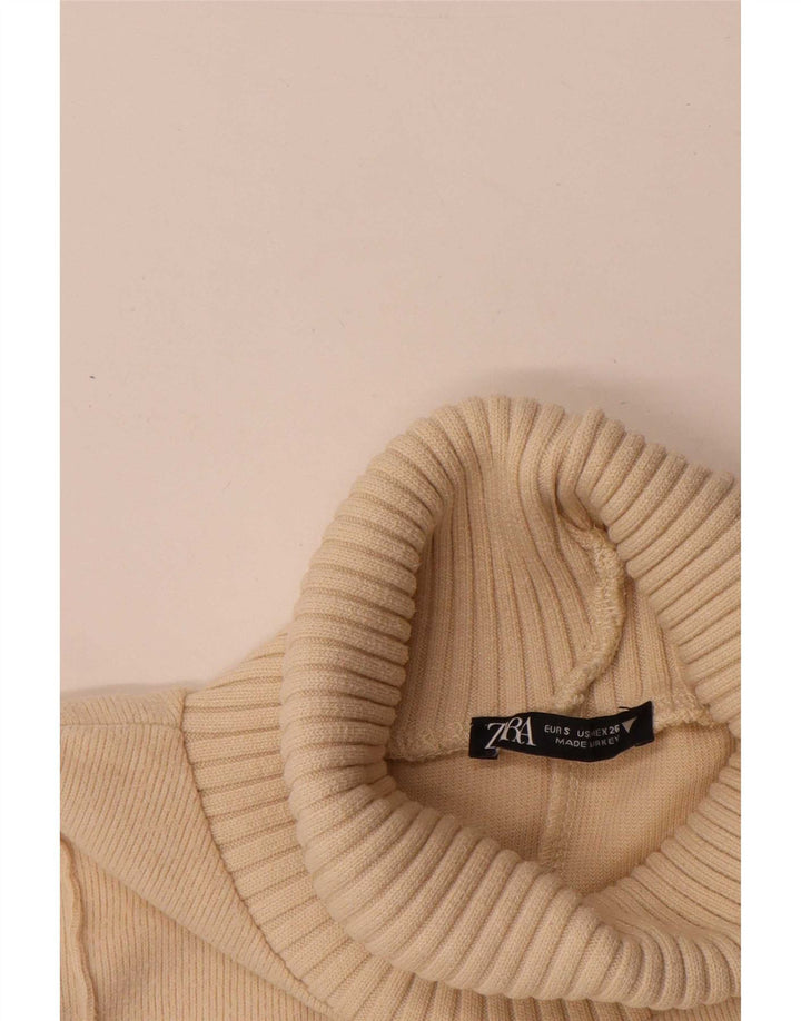 Zara Femei Vest Tank Top UK 10 Mic Bej Poliester