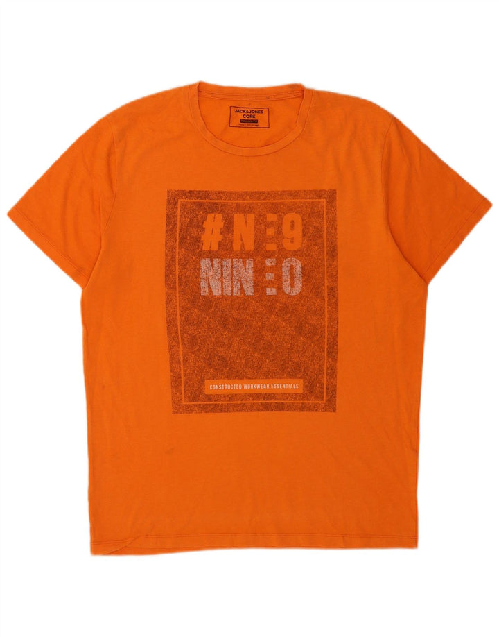 Tricou cu grafic Jack & Jones pentru bărbați, cu croiala normală. Top mare portocaliu