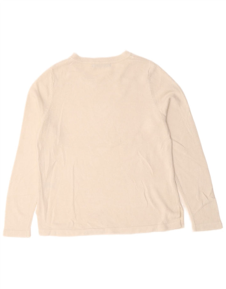 Pulover pentru femei Marks & Spencer cu decolteu triplu UK 12 Medium White Acrylic