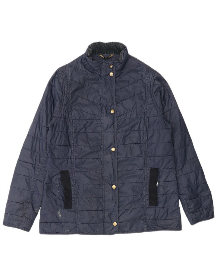 Jachetă căptușită pentru femei Barbour UK 16 mare, albastru bleumarin, poliamidă color bloc