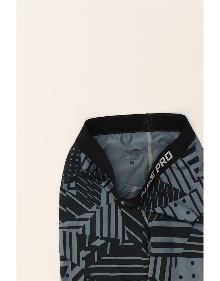 NIKE Womens Capri Leggings UK 10 Small  Navy Blue Geometric Vintage Nike and Second-Hand Nike from Messina Hembry 
