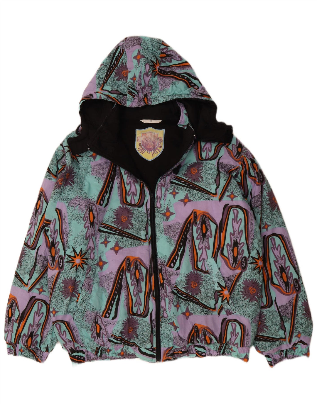 Jachetă de vânt pentru bărbați VINTAGE cu model abstract, UK 38, turcoaz mediu