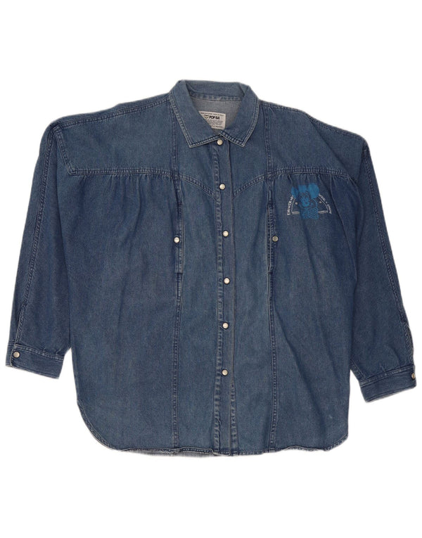 POP 84 Cămașă de denim supradimensionată pentru femei UK 14 Bumbac albastru mediu