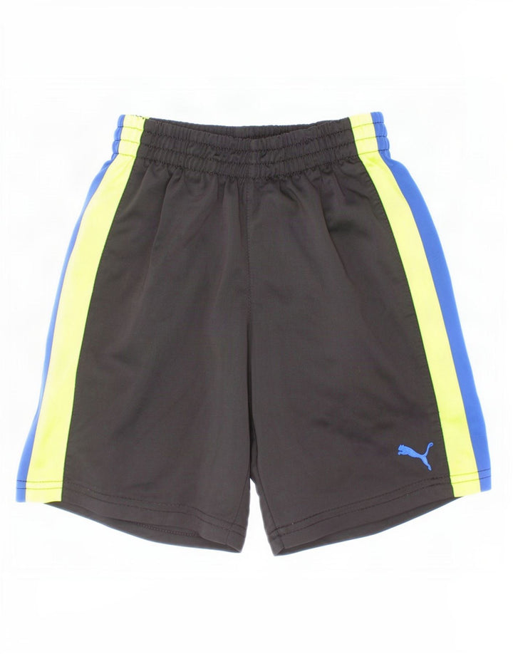 Pantaloni scurți sport Puma pentru băieți 4-5 ani, negru, poliester color bloc