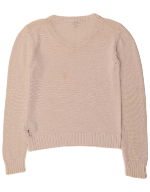 ARMANI JEANS Pulover cu decolteu în V pentru femei UK 16 Bumbac alb mare