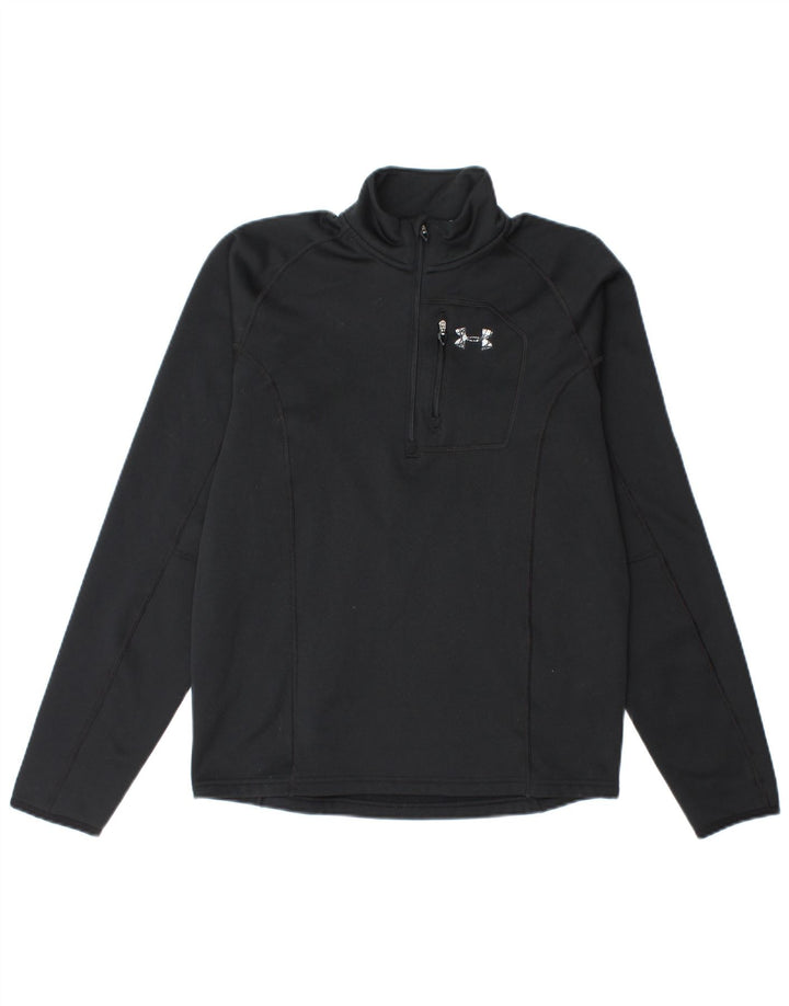 Pulover Under Armour Cold Gear pentru bărbați, cu fermoar și gât, mic negru
