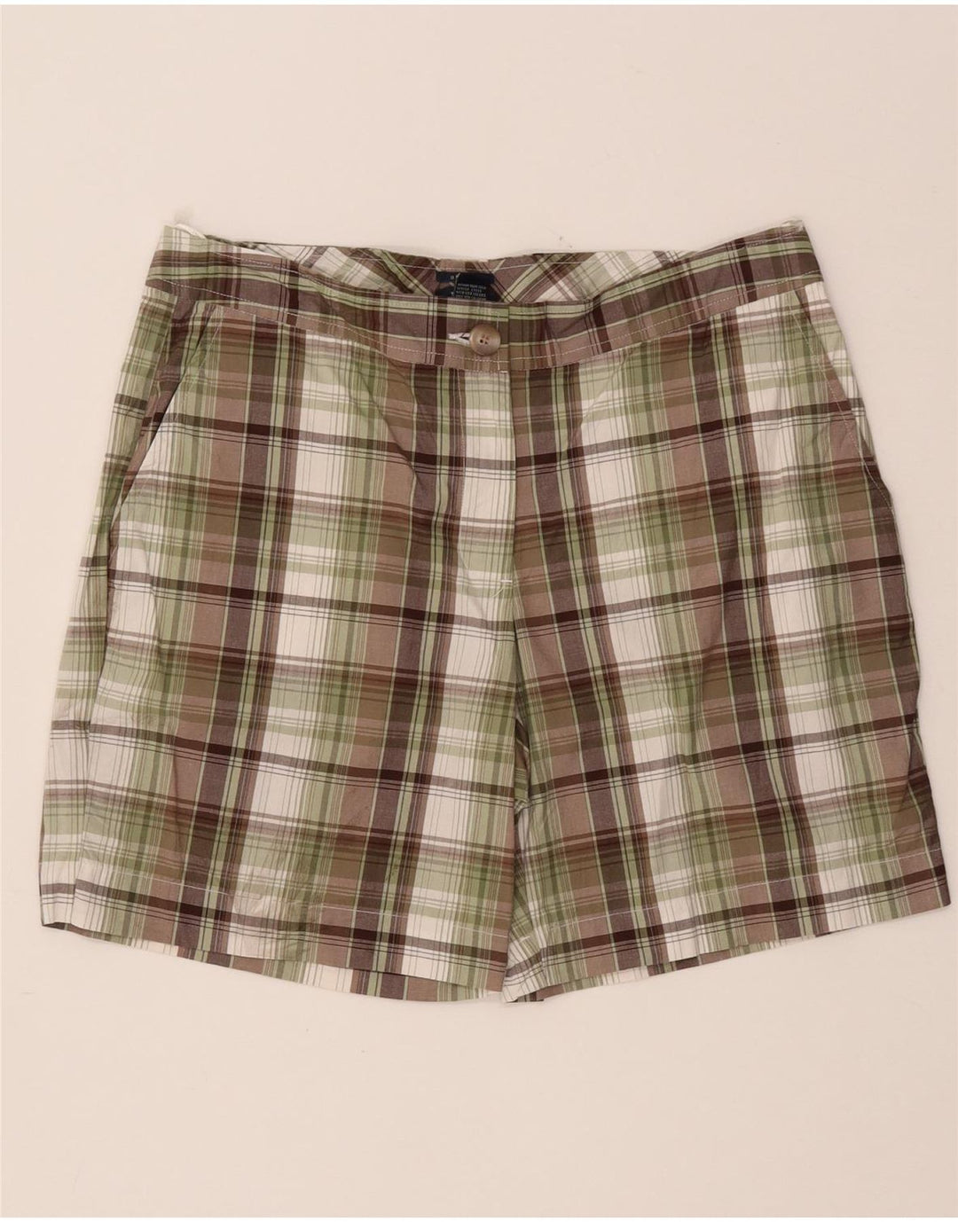 Pantaloni scurti chino IZOD pentru femei US 8 Medium W32 Kaki Check Bumbac