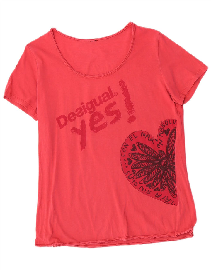 Tricou grafic Desigual pentru femei Top UK 14 Medium Pink