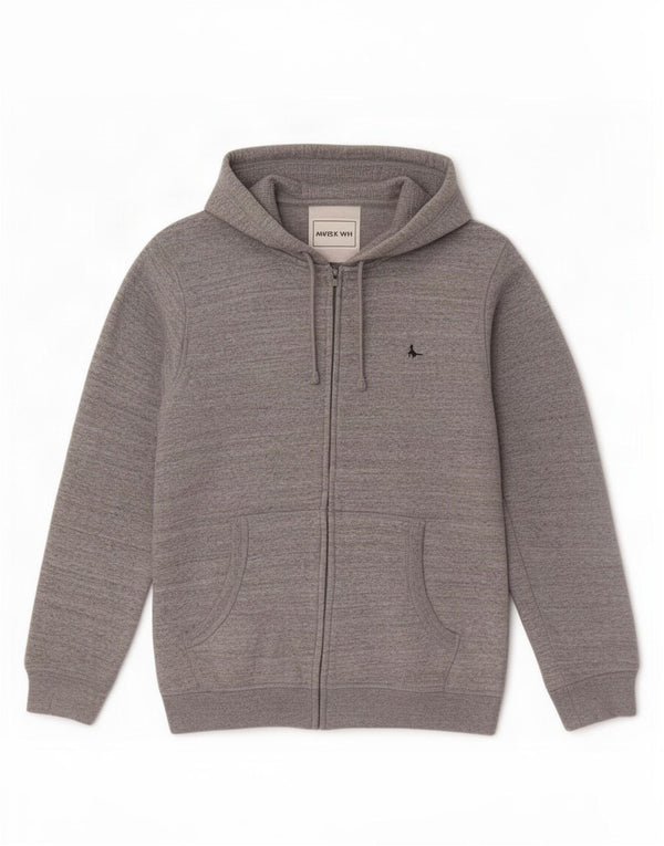Jack Wills Mens Zip Hoodie Sweater Medium Grey Flecked Cotton