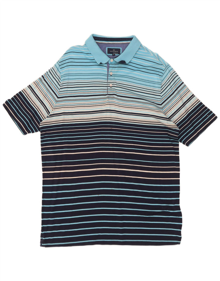 Tricou polo pentru bărbați Marks & Spencer XL, bumbac cu dungi albastre