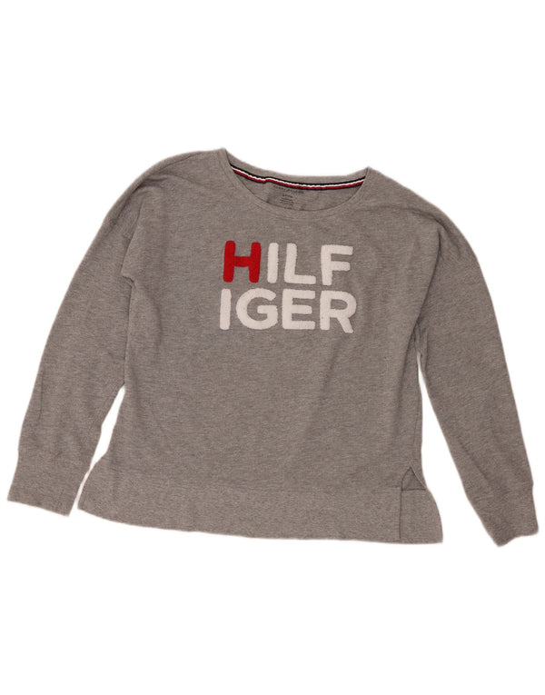 Pulover cu grafic pentru femei Tommy Hilfiger, UK 10, bumbac gri mic