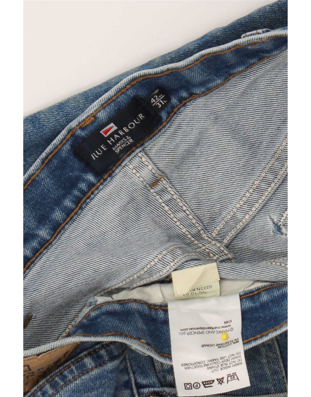Blugi drepti pentru bărbați de la Marks & Spencer Blue Harbour W42 L31 bumbac