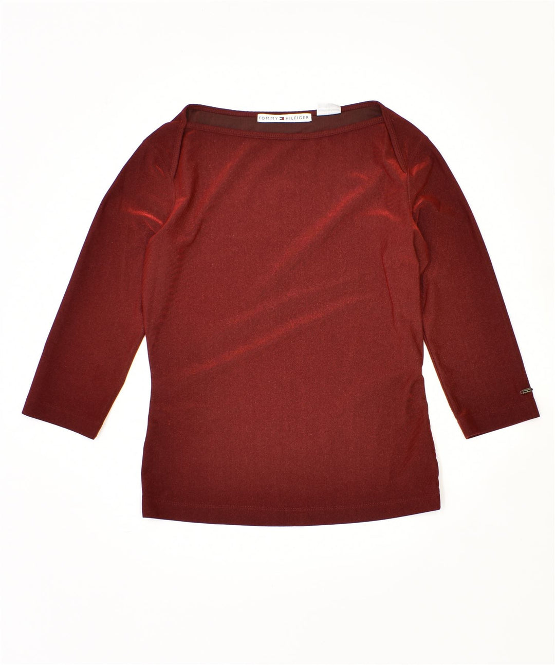 TOMMY HILFIGER Top cu mâneci 3/4 pentru femei UK 14 Poliester roșu mediu