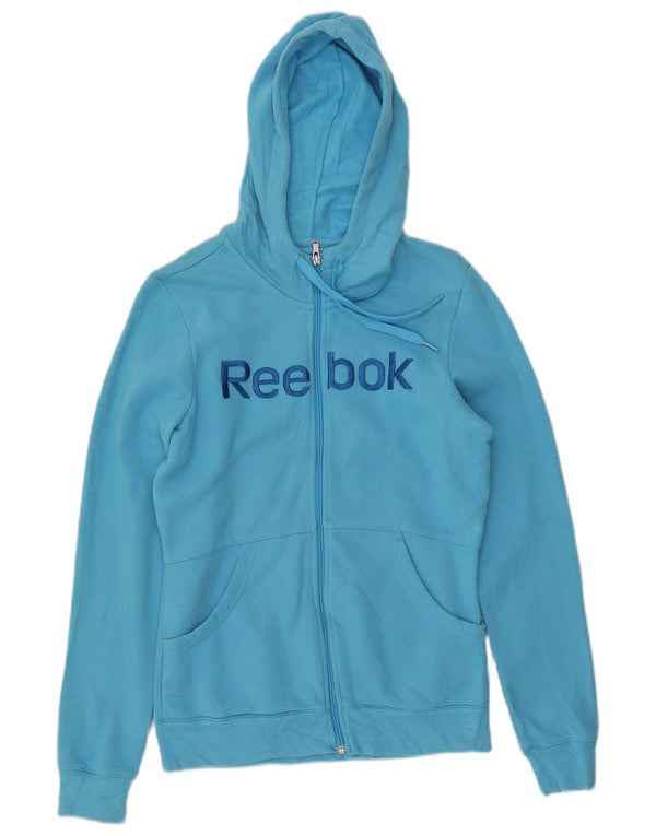 Pulover pentru femei REEBOK Graphic Zip Hoodie UK 14 Medium Blue Bumbac