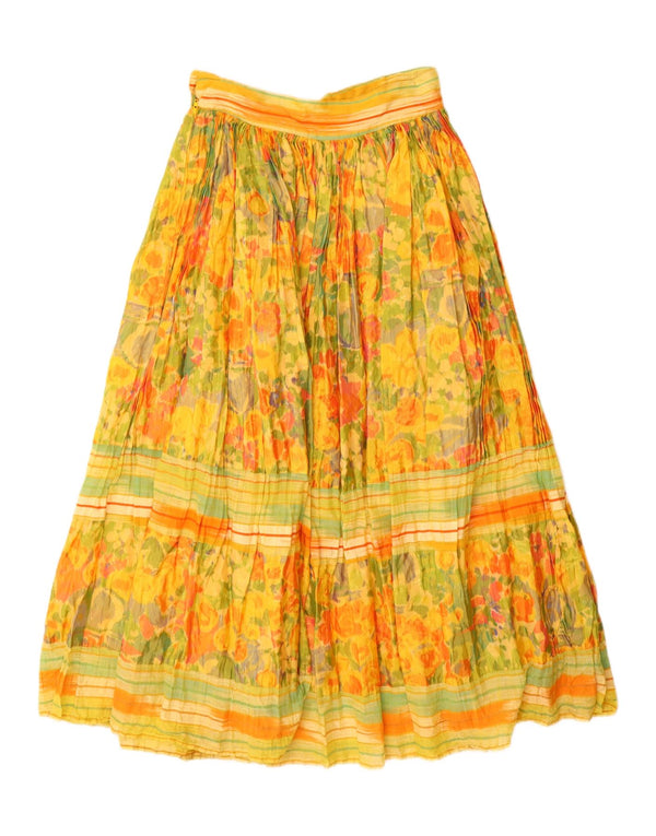 Opțiuni Fusta Maxi Evazată Femei IT 44 Medium W28 Viscoză Florală Galbenă