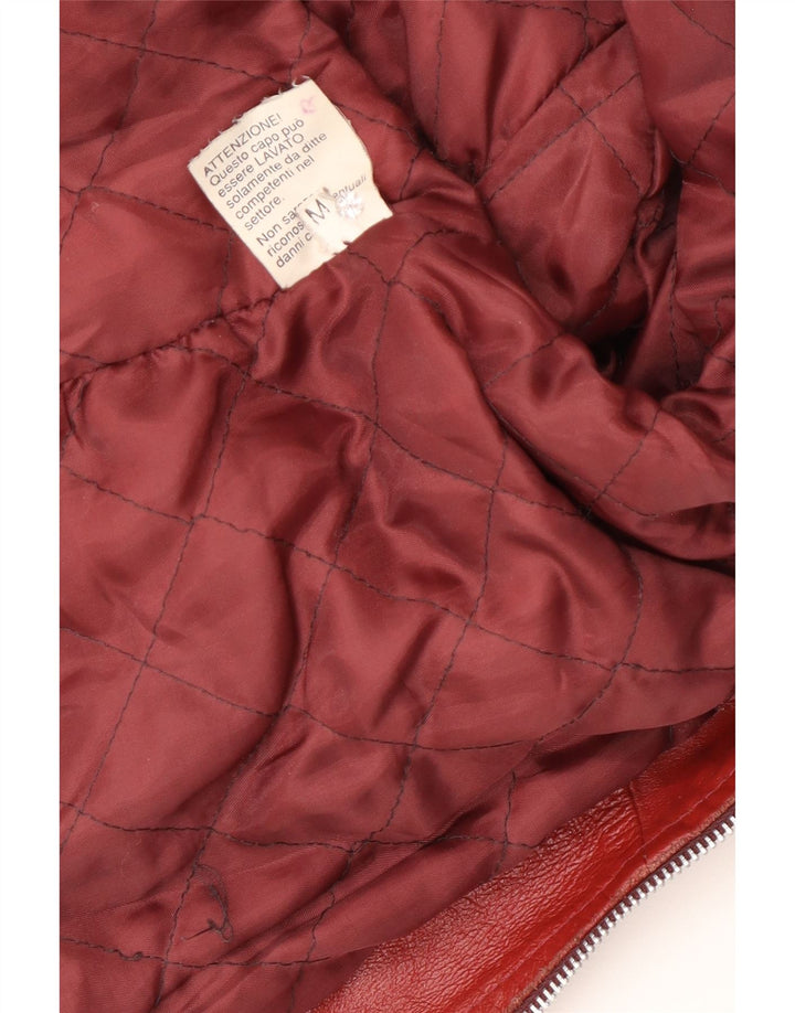 Jachetă de piele vintage pentru femei UK 14 Medium Red