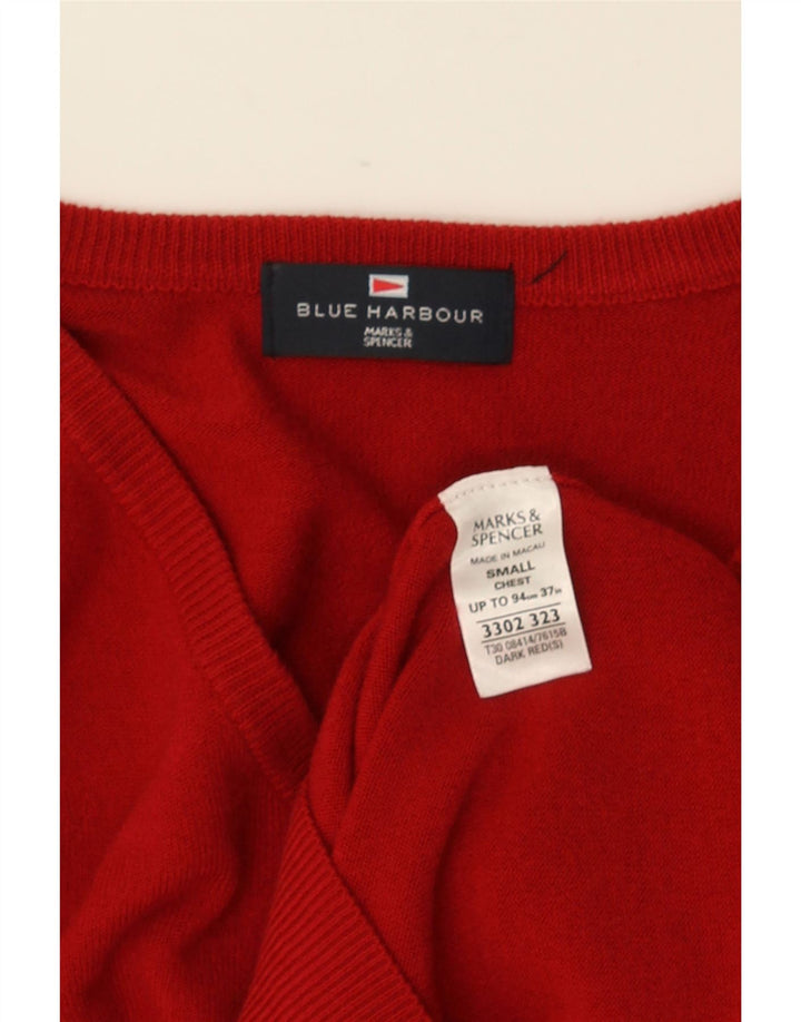 MARKS & SPENCER Pulover cu decolteu în V Blue Harbour pentru bărbați, roșu, acrilic